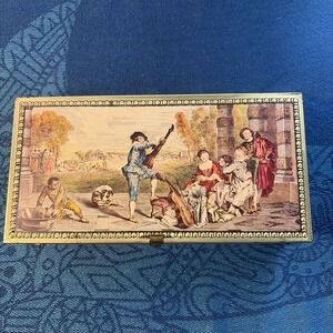 Vintage Jamin Fruit Candies Tin - Renaissance Scene Faux Marble